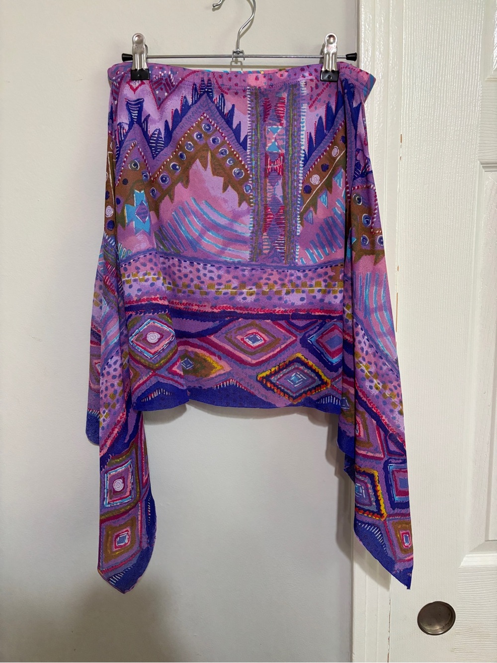 Van Leve Purple Geo Print Coverup Skirt Medium Large